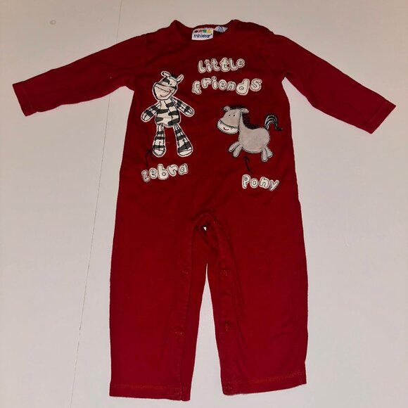 miniwear Other - VINTAGE 90s MiniWear one piece jumpsuit romper coverall size 24mos Pony zebra